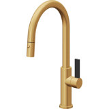 Corsano Contemporary Pull Down Kitchen Faucet with Button Sprayer High Arc Spout and BFB Series Handle