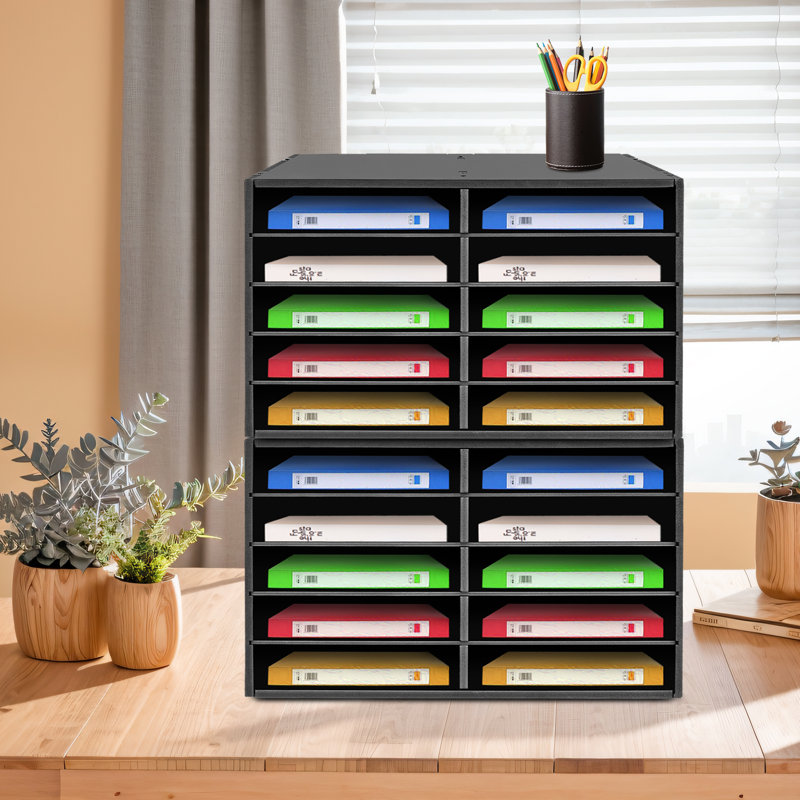 5-Tier Stackable Office File Paper Storage Cabinet, Black