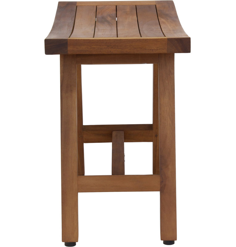 Asia Lotus 24" W Teak Shower Bench, Dark Stain