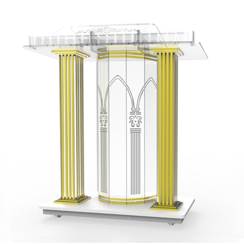 Luxueux podium en acrylique plaxiglass assemblé avec roulettes, lutrin sur pied, surface de lecture élevée, 21231 - Podium assemblé