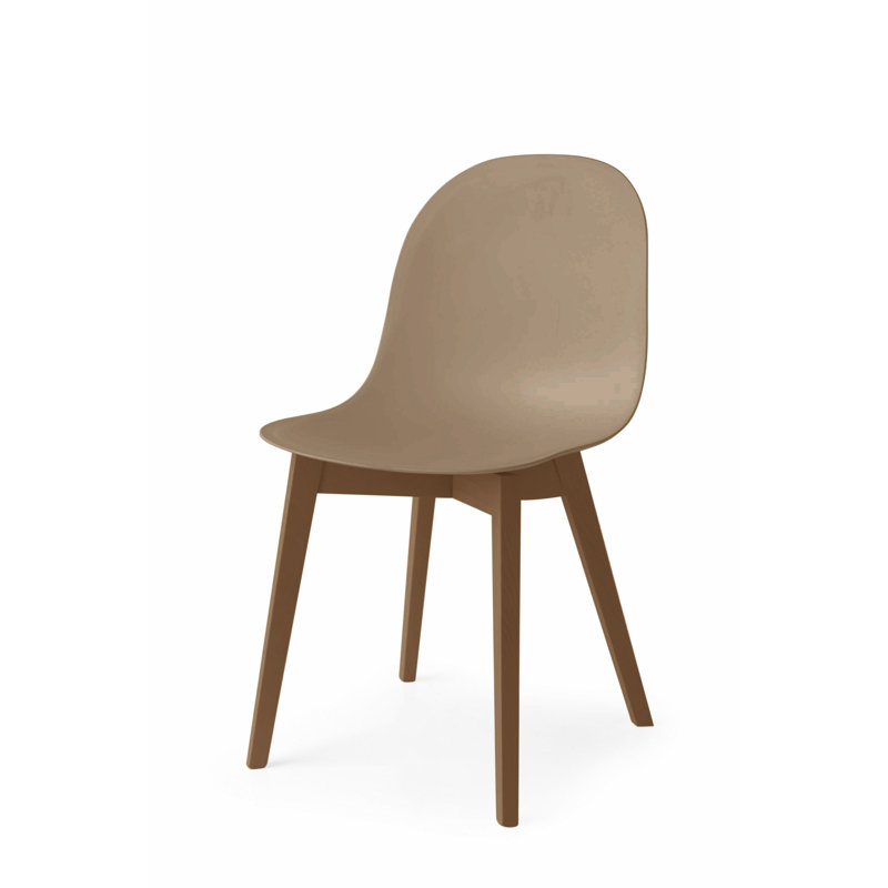 Academy Side Chair with Wooden Frame, Walnut, Matte Optic White