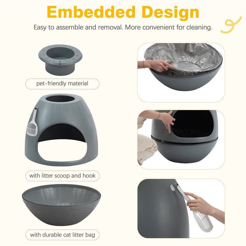 Litière cachée pour plante avec contrôle intelligent des odeurs et système de ventilation silencieux, Gris