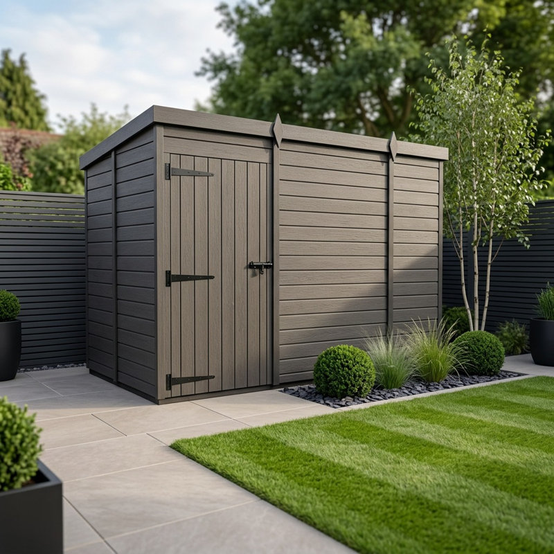 Total Sheds 9ft x 5ft Composite Pent Garden Shed - Single Door - No Windows - EPDM Rubber Roof - UK Manufactured