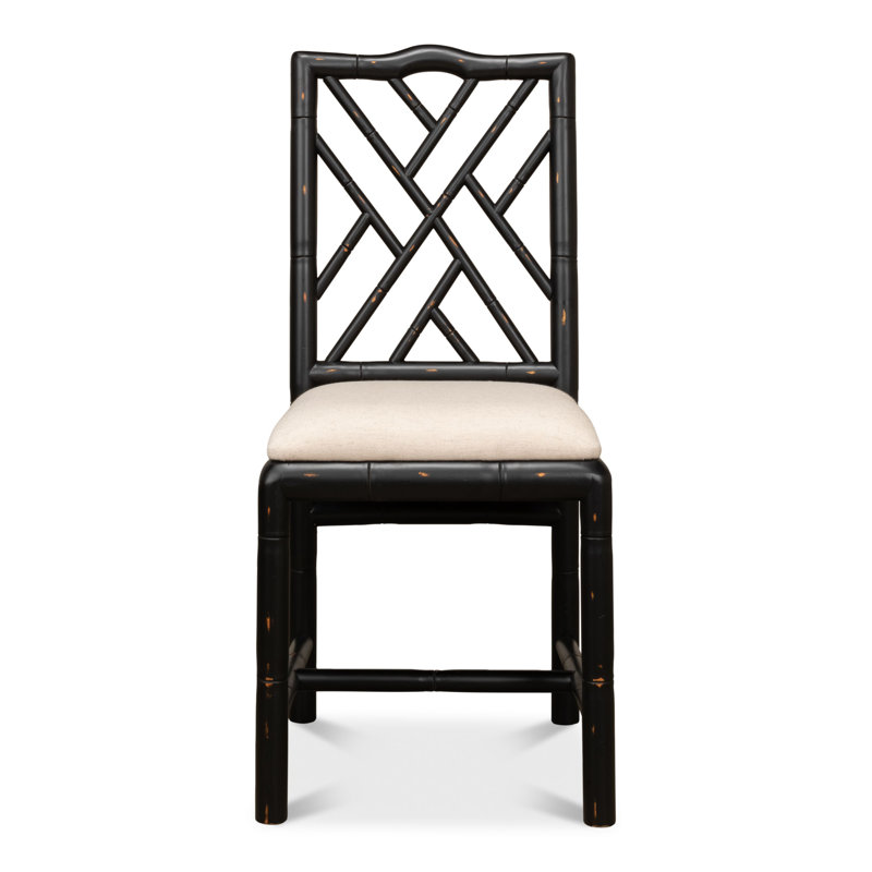 Brighton Fabric Cross Back Side Chair in Beige, Black