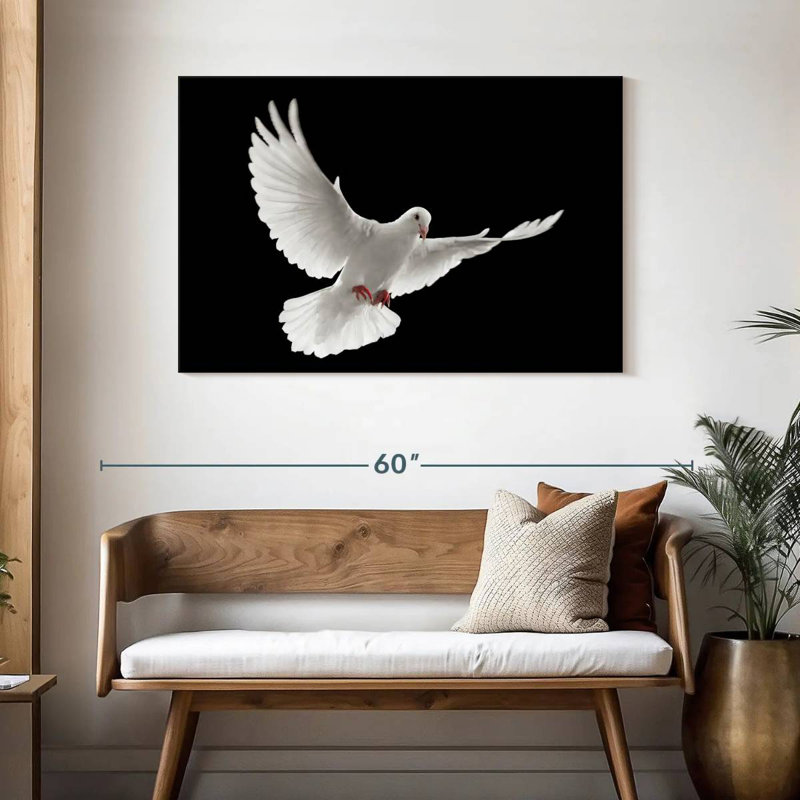 Brampt Flying White Dove, 30" H x 45" W