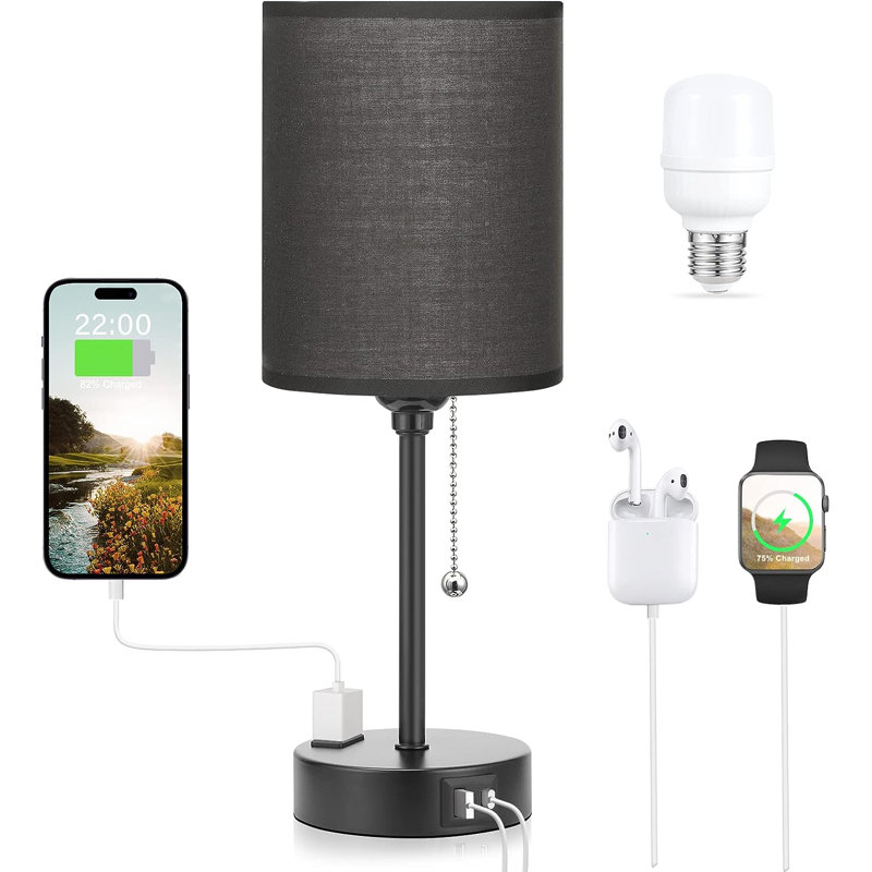 Murwah USB Standard Table Lamp, Black