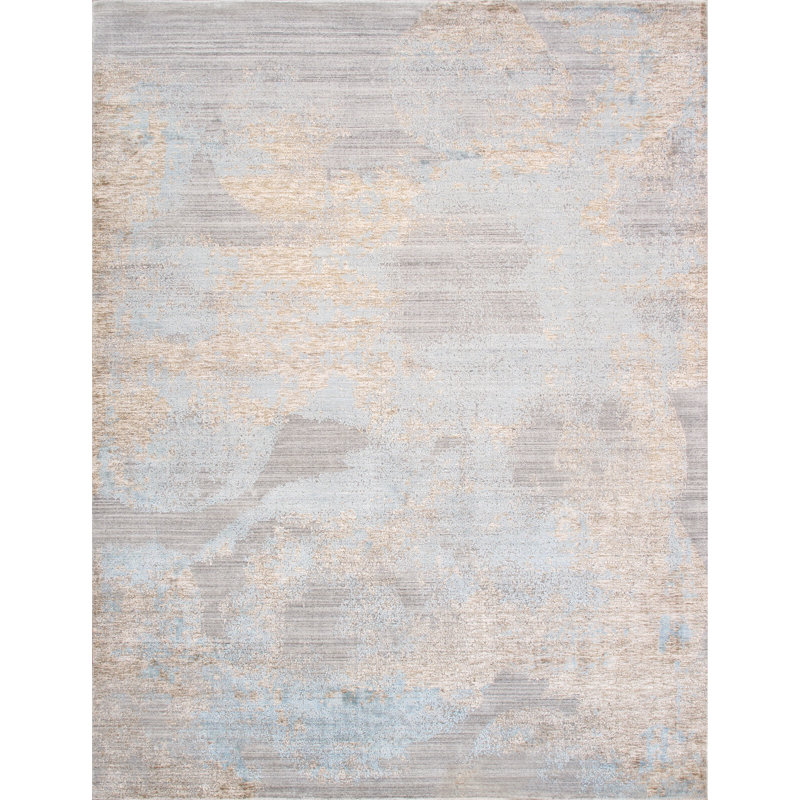 Tapis gris / brun en soie tissé à la main Malibu, Rectangle 8 pi x 10 pi