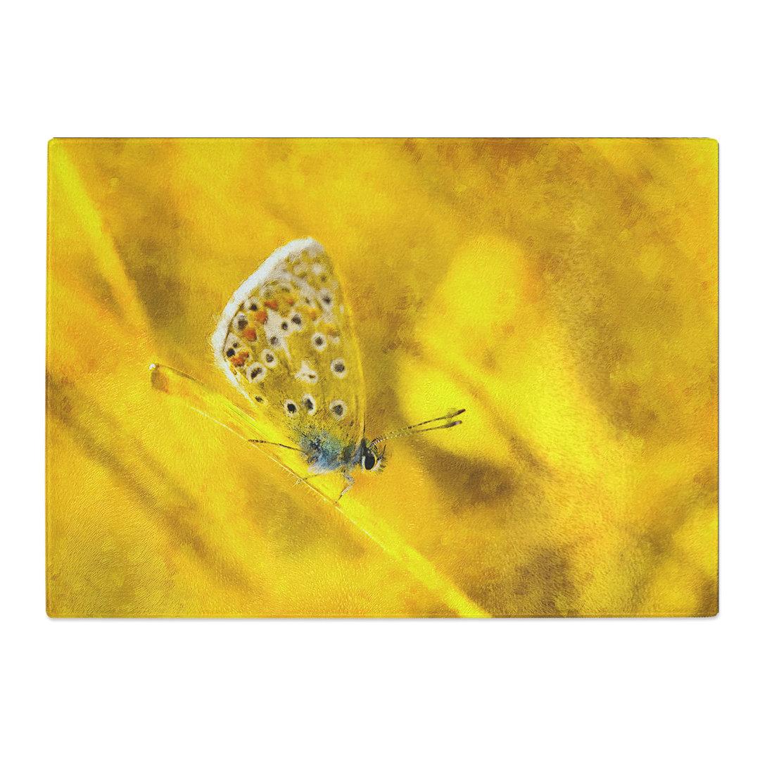 Tempered Glass Butterfly Painting Chopping Board