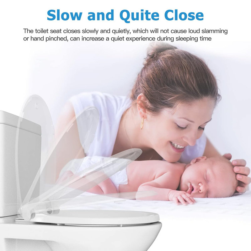 Round Toilet Seat With Built In Potty Training Seat, Potty Training Toilet Seat For Toddlers, Magnetic Kids Seat And Cover, Slow Close And Never Loosen, Fits Both Adult And Child,  Round