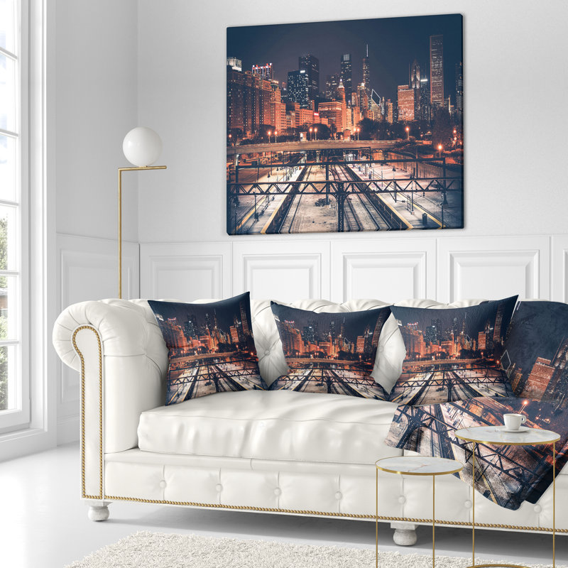 Coussin lombaire cityscape chicago et voie ferrée