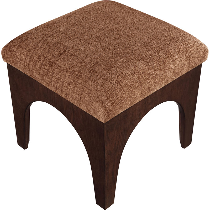 Lawson Chenille Fabric Ottoman, Cognac Chenille Fabric, Brown Walnut