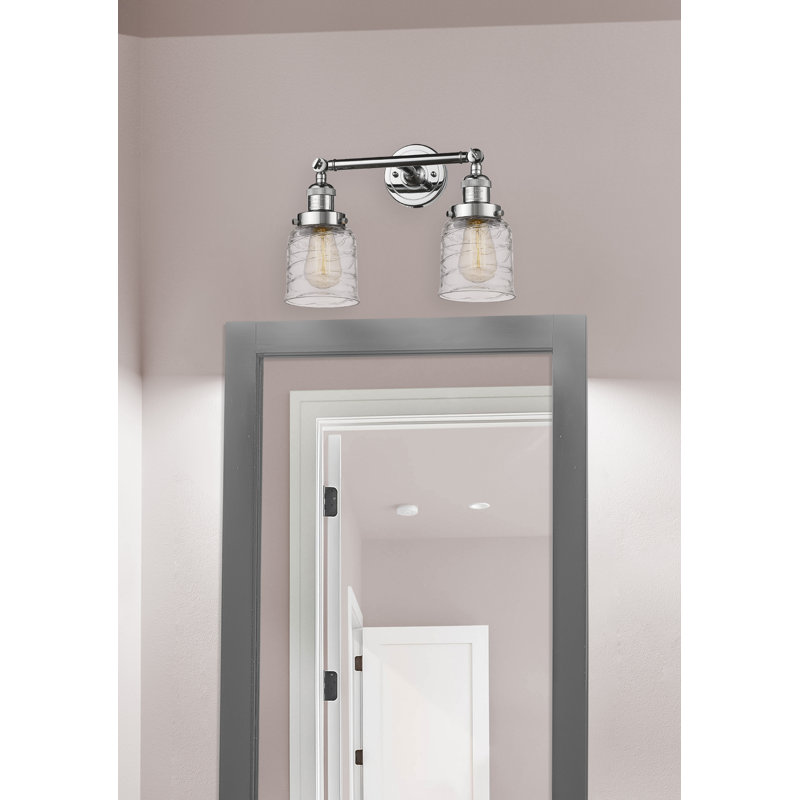 ClipperCove 2 - Light Dimmable Vanity Light, 60 Watt Vintage Incandescent Bulb, Polished Chrome, Clear Deco Swirl