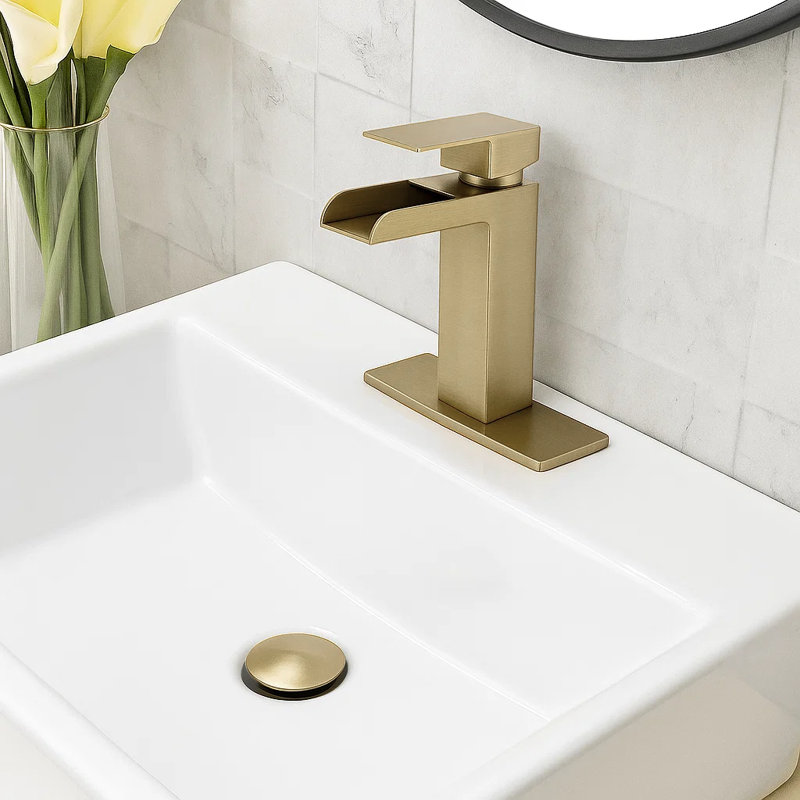 Pop-Up Bathroom Sink Drain With Overflow, Brushed Gold
