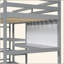 Lit mezzanine en bois avec tablettes, bureau et tableau d'écriture-2119349835