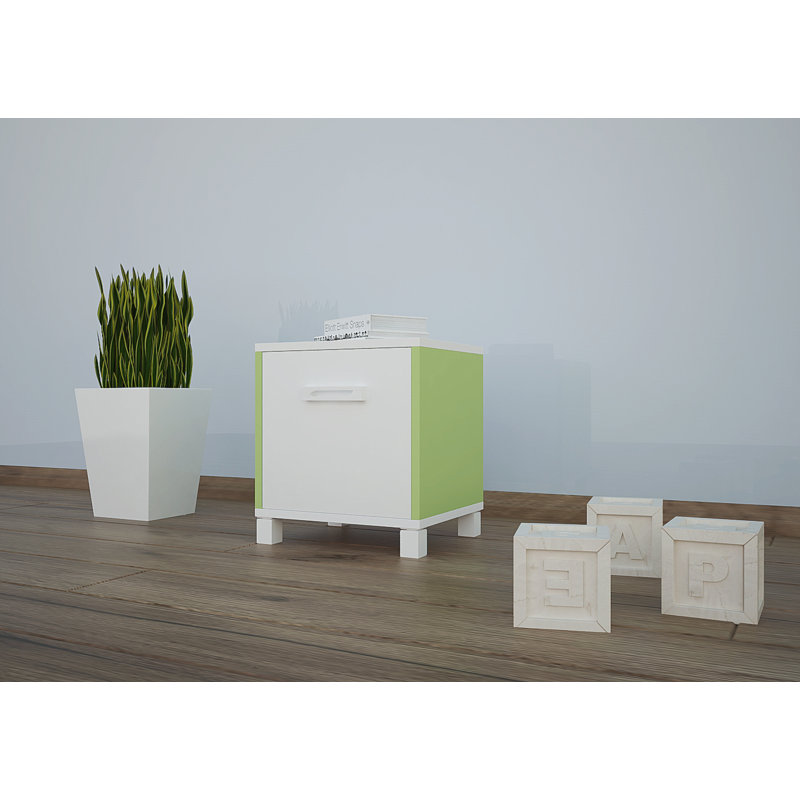 Whipe Nightstand, White/Green
