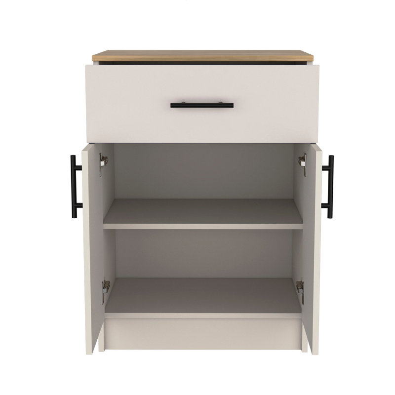 Armoire de rangement pour garde-manger H 33 po avec tablette pour micro-ondes Barbados - 2 portes, 1 tiroir et 2 tablettes Barbados