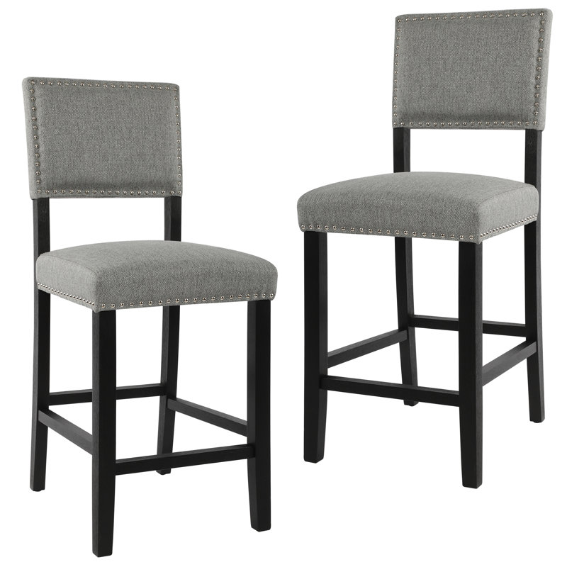 Ennu Solid Wood Counter Stool, Gray
