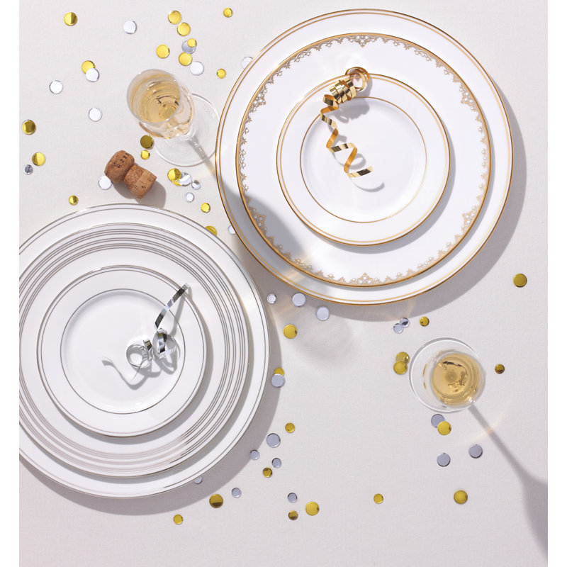 White and Gold Porcelain 5-Piece Formal Place Setting
