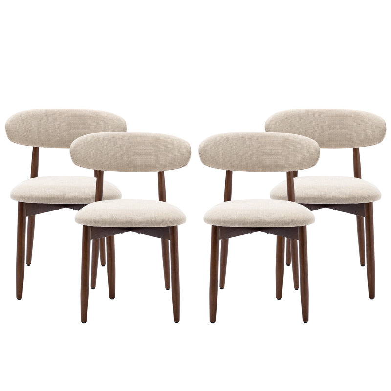Chaise d'appoint rembourrée en bois massif Vannie, Beige