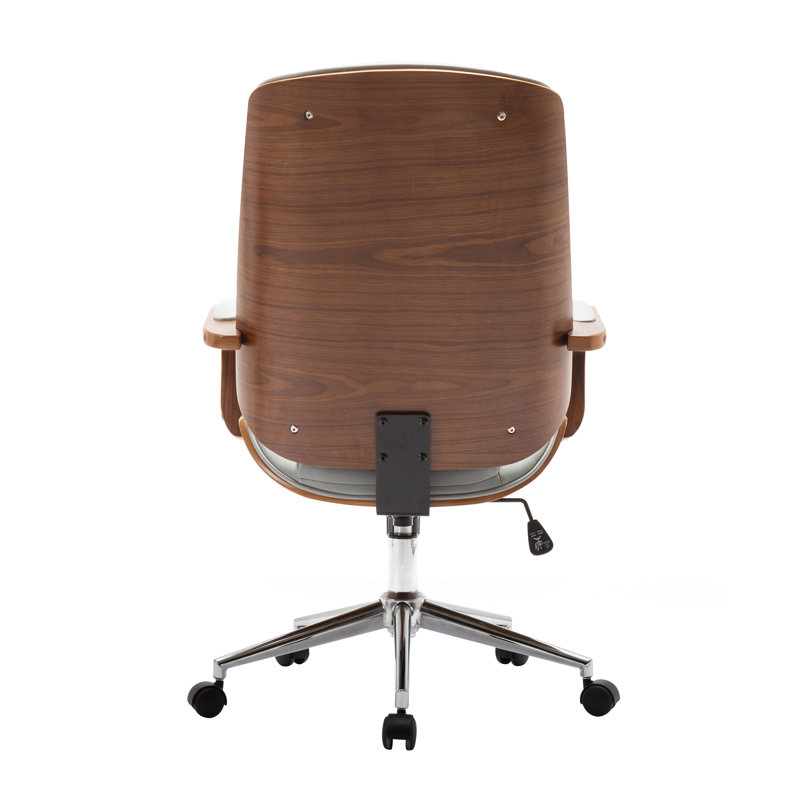 Alodie Faux Leather Mid-Century Executive Office Chair, Grey