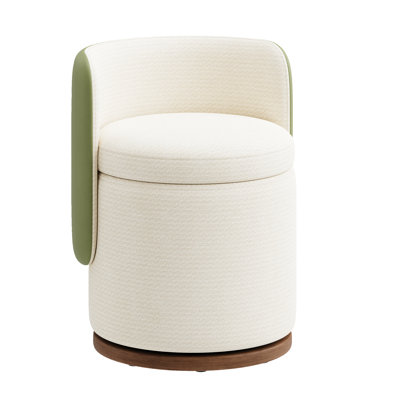 Modern Upholstered Swivel Vanity Chair with Hidden Storage and Curved Back for Bedroom Makeup Room