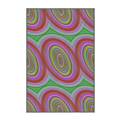 Tapis rose motif/rouge/vert