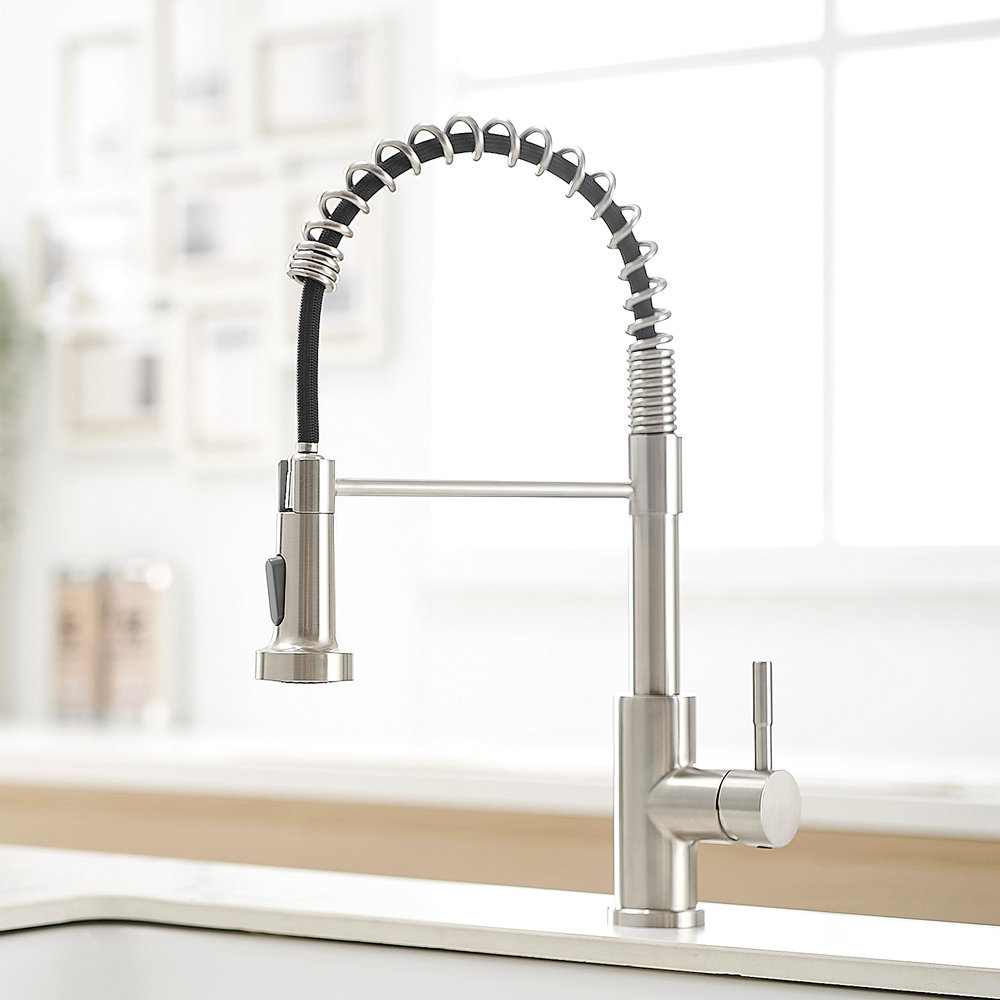 junzc Kitchen Faucet With Pull Down Sprayer Stainless Steel Single ...