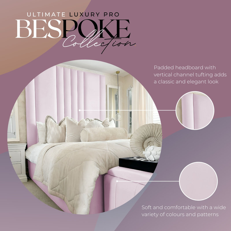 Ottoman Upholstered Bed - Apex Plush Velvet Gas Lift Storage with Headboard, Lilac, Double (4'6)