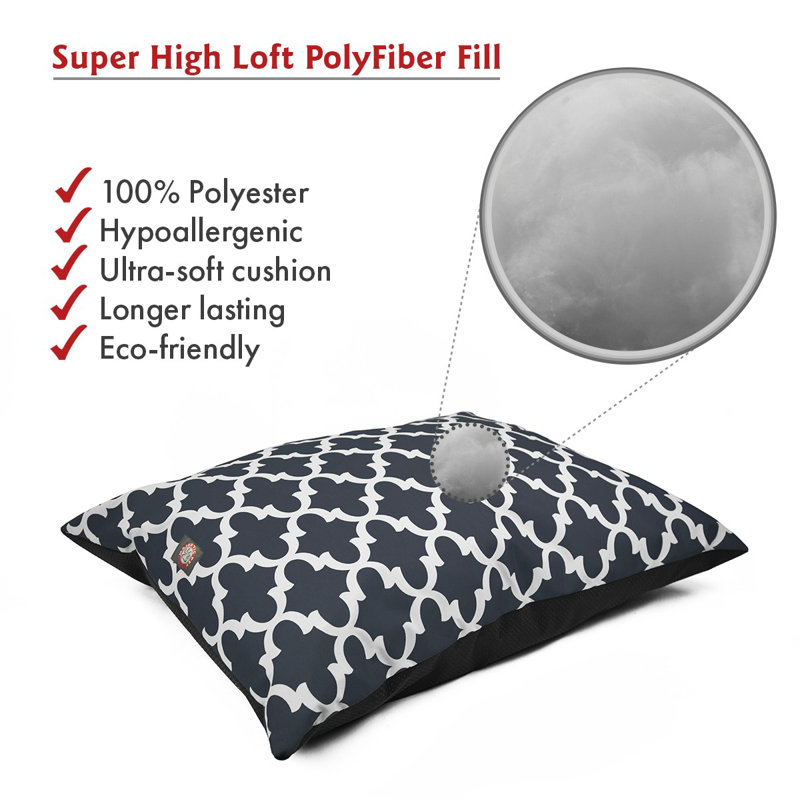 Trellis Geometric Polyester Pet Bed, Large (46" W x 35" D x 7" H, Navy Blue
