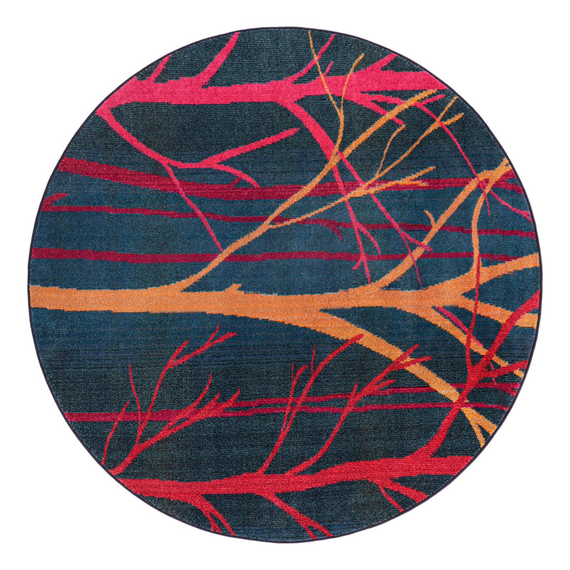 Glenarden Washable Abstract Indoor Rug, Round 6'1"