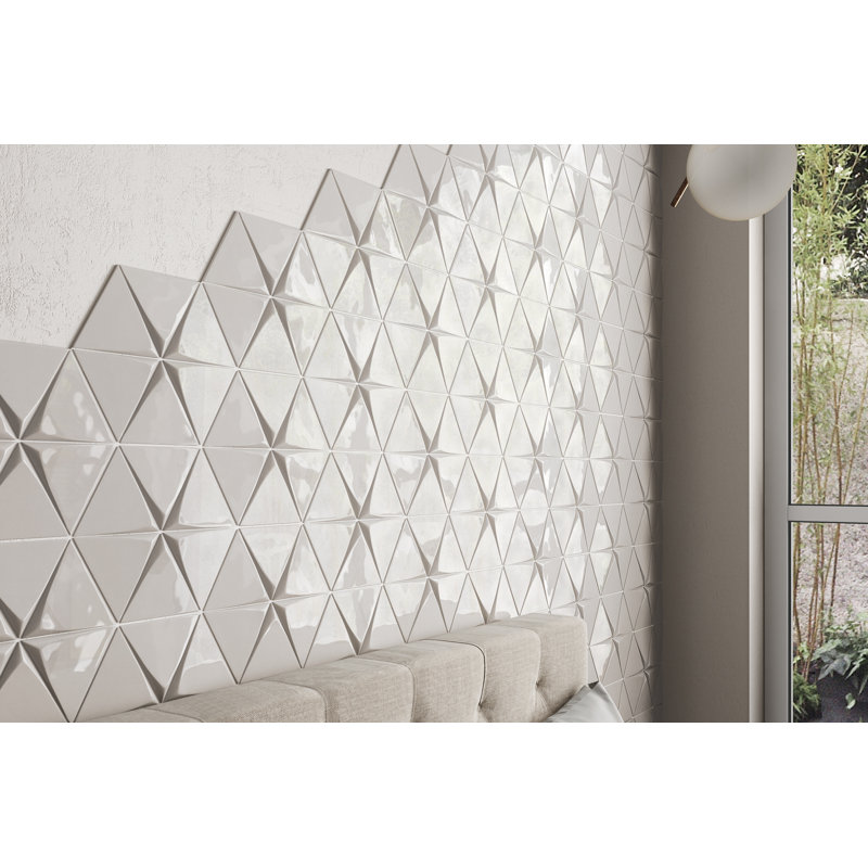 Triangolo 5" x 5" Ceramic Patterned Tile, Fog