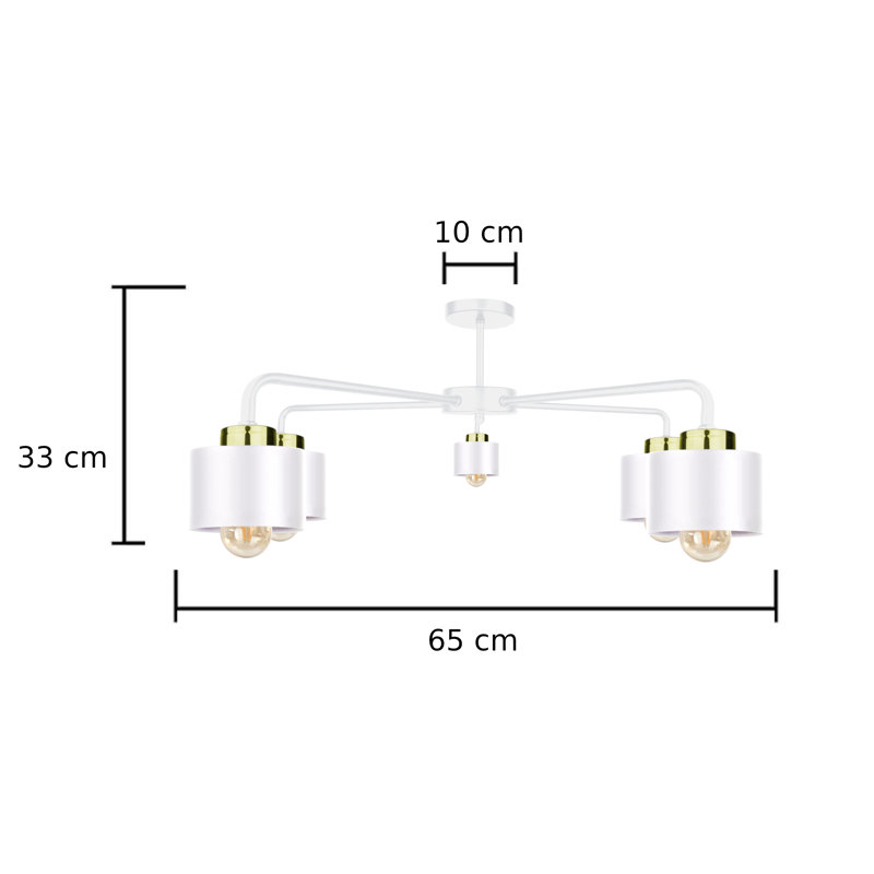 Joaquina Flush Mount, White/Gold, White