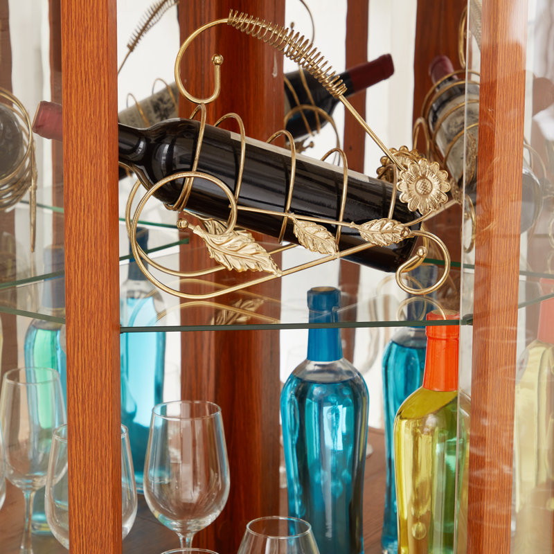 Vitrine de coin lumineuse en chêne foncé, Chêne foncé