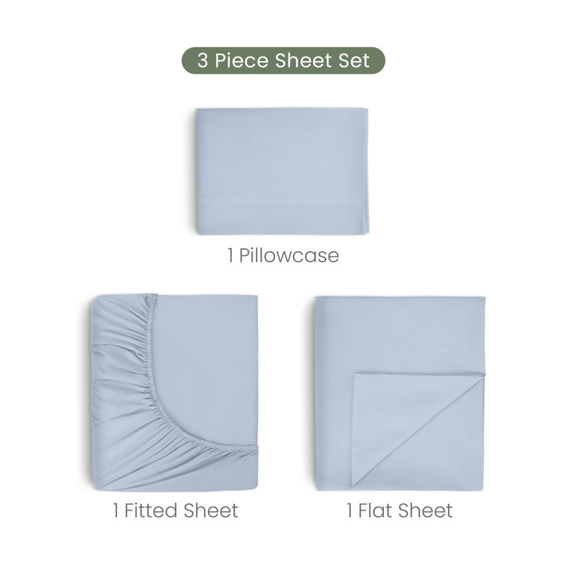 Martex Restore Solid - Soft, Breathable, Cotton Blend, Temperature Regulating, Twin Sheet Set with 1 Pillowcase, Blue