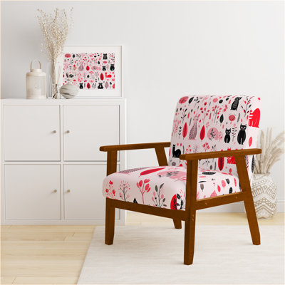 Minimalist Forest Animal Pattern - Velvet Upholstered Casual Accent Arm Chair
