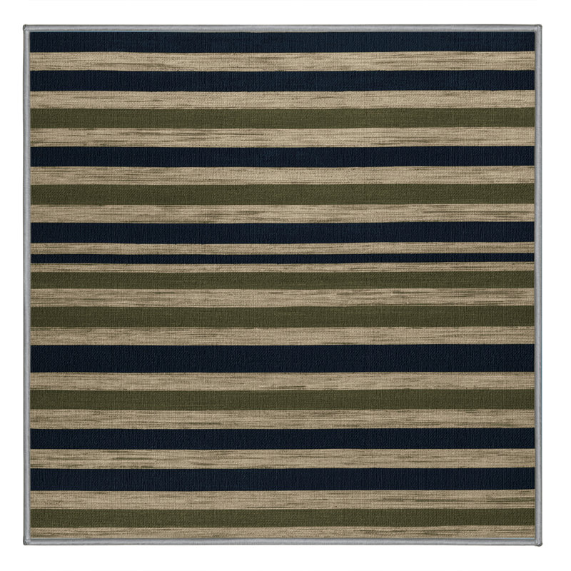 Tapis brun à rayures horizontales lavable à la machine, Carré 7 pi