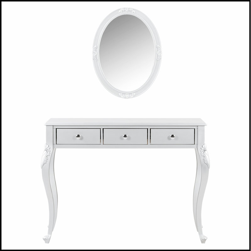 Luxury Makeup Vanity Desk with Oval Mirror, 3-Drawer Dressing Table for Jewelry Storage, Elegant Console Table for Home Decor