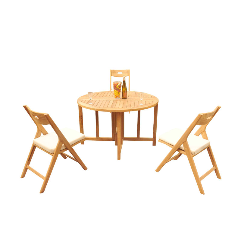 Surfliner Outdoor 4 - Piece Teak Dining Set, 3