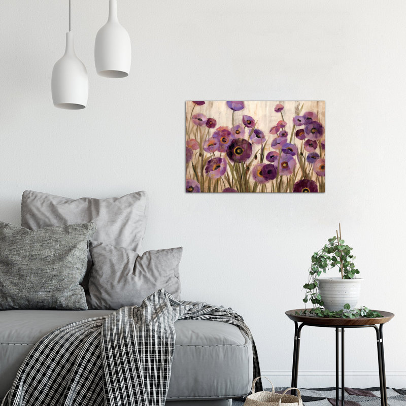 Fleurs roses et mauves, reproduction d'art sur toile tendue, H 18 po x l 26 po x P 1,5 po