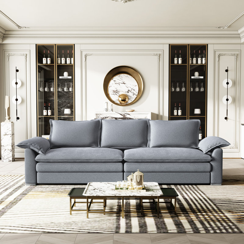 4 Seater Chenille Sofa, Grey