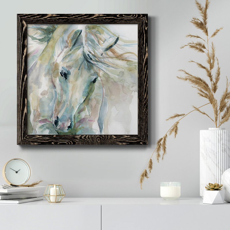 Soft Bay II - peinture sur toile encadrée, H 20 po x l 20 po x P 1,5 po, Cadre noir