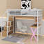 Lit mezzanine simple en métal avec poste de travail intégré, garde-robe, DEL et escalier de rangement