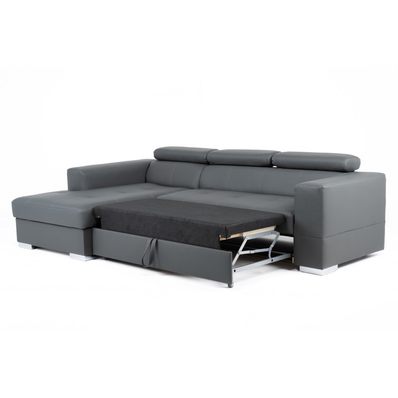 Aana Faux Leather Corner Sofa Bed, Left Hand Facing