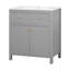Meuble-lavabo gris 60 po avec lavabo en céramique, bois massif et construction, compartiments de rangement polyvalents 60 po
