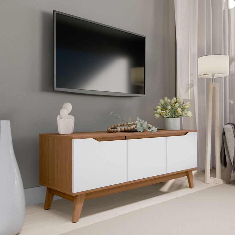 Athens 3-door Rack With Built-in Handles And Soft-close Doors, Brown/White