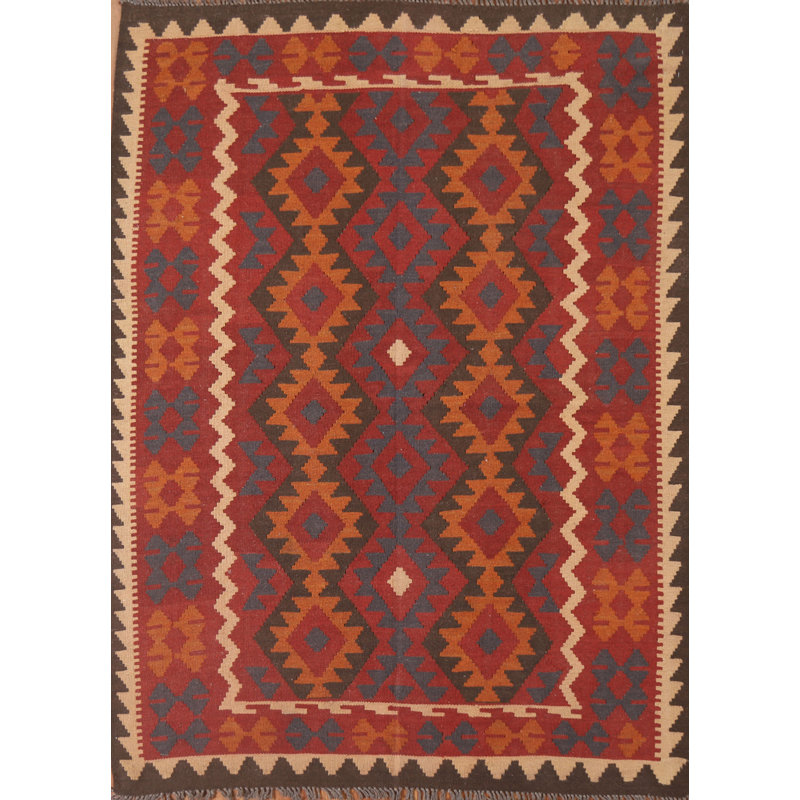 Tapis oriental en laine réversible kilim 5 x 6