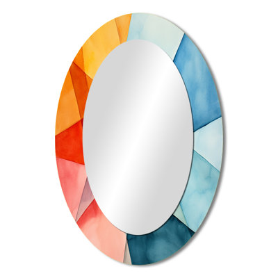 Pastel colors Contrasting geometric Composition I - Multi-Color Oval Wall Mirror Decor