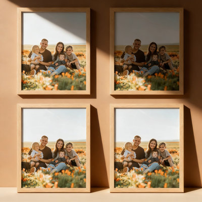 Ensemble de 4 cadres photo en bois de chêne avec verre véritable - cadres photo en bois massif de 8 po x 10 po pour un affichage mural ou de table dans le salon, la chambre à coucher et la décoration intérieure
