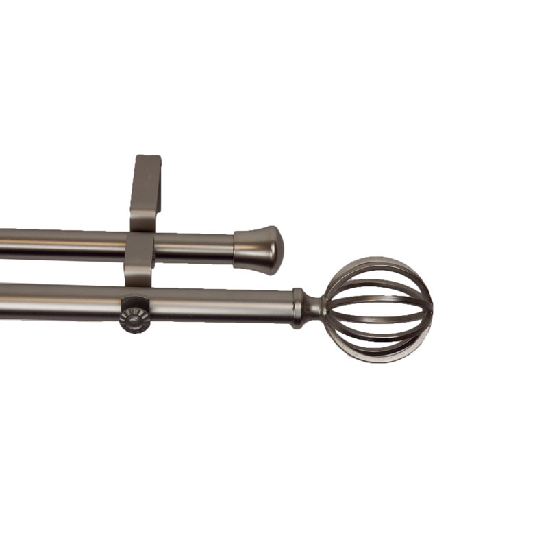 Tringle à rideaux double Swearingen, l 120 po à 170 po, Nickel satiné
