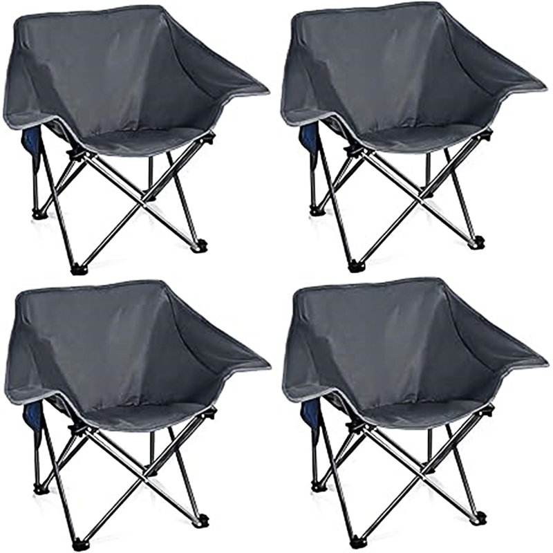 Ensemble de 4 chaises de camping pliantes pour l'extérieur, Gris
